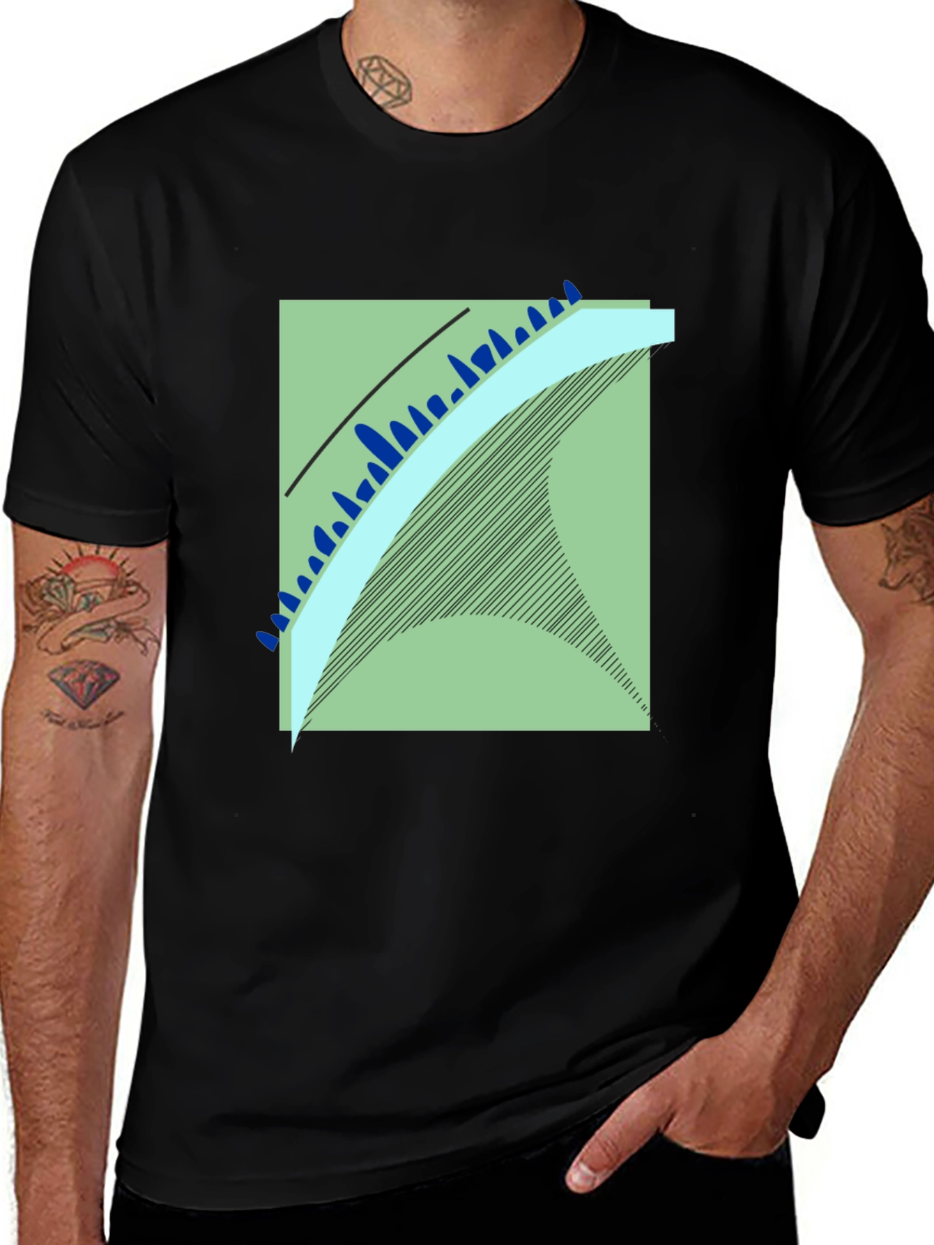 Modern Art Graphic Tee - Black Cotton Blend