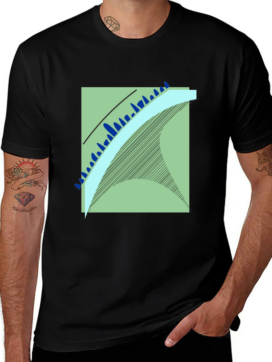 Modern Art Graphic Tee - Black Cotton Blend