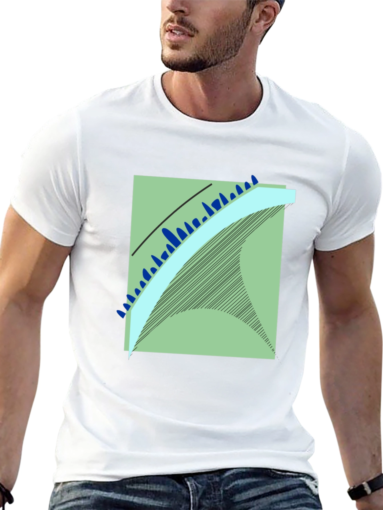 Modern Art Graphic Tee - Black Cotton Blend