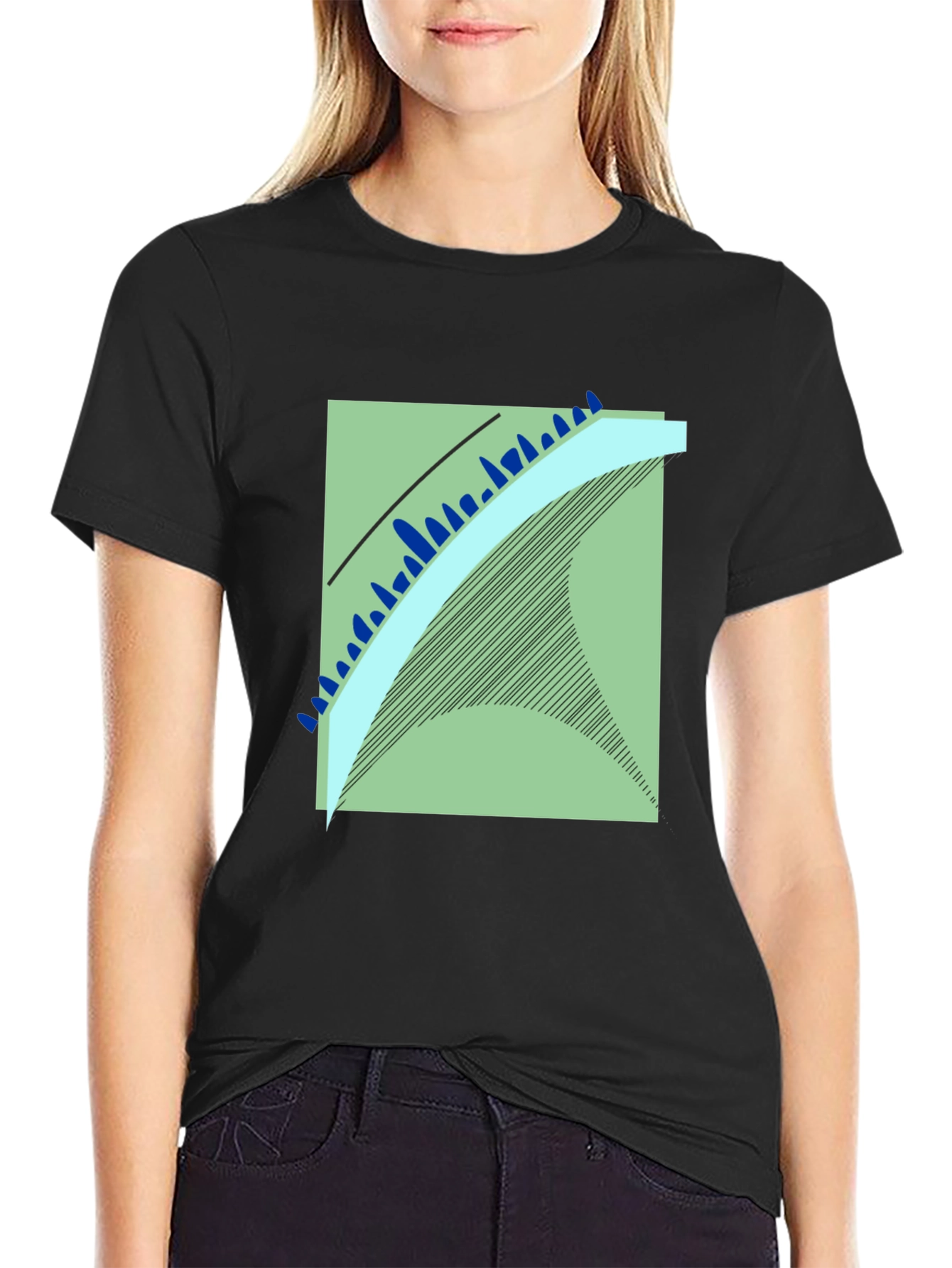 Modern Art Graphic Tee - Black Cotton Blend
