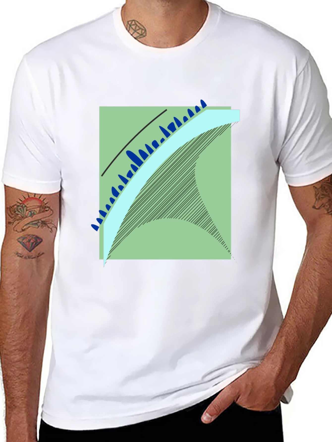 Modern Art Graphic Tee - Black Cotton Blend