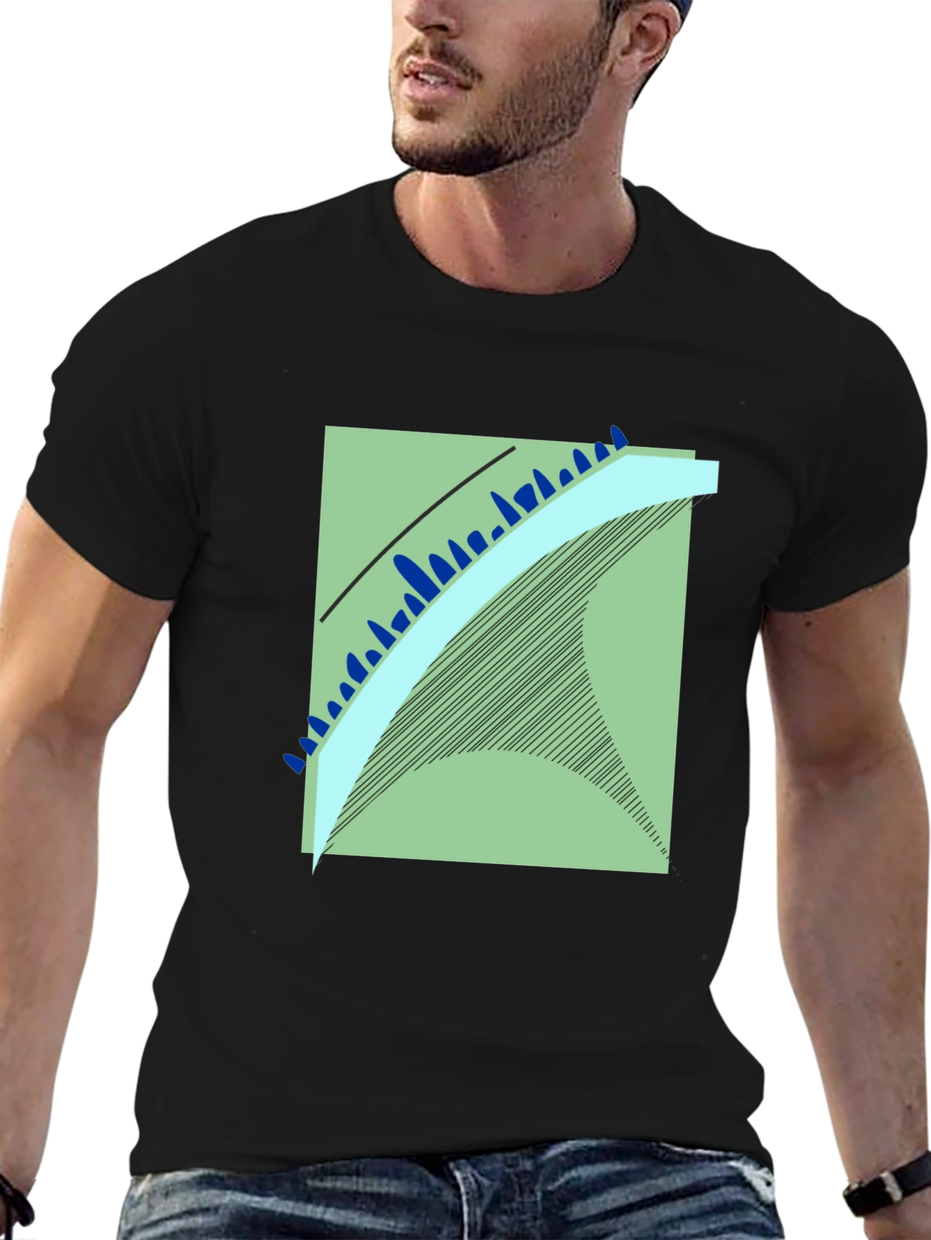 Modern Art Graphic Tee - Black Cotton Blend