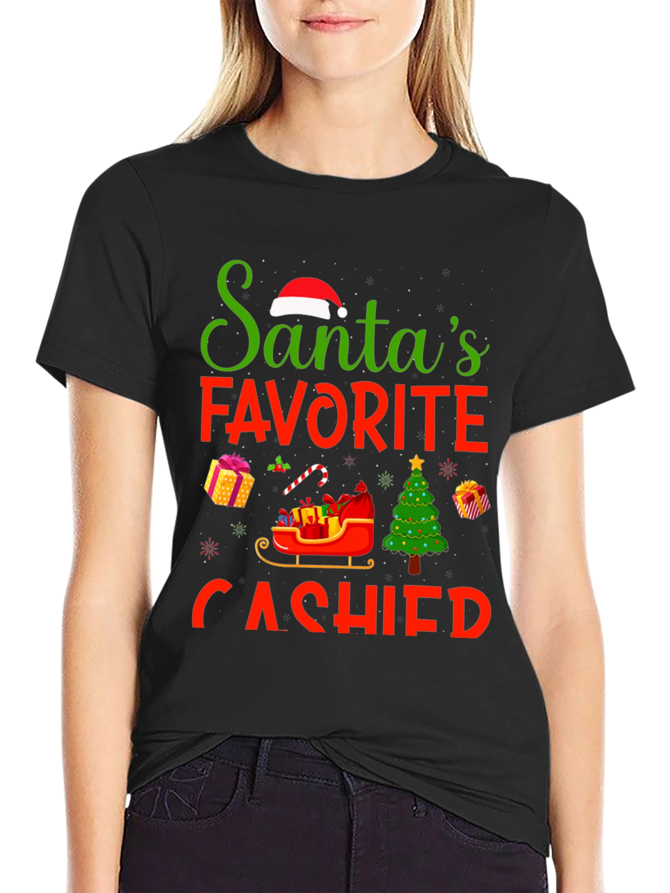 Santas Favorite Cashier Christmas T-Shirt