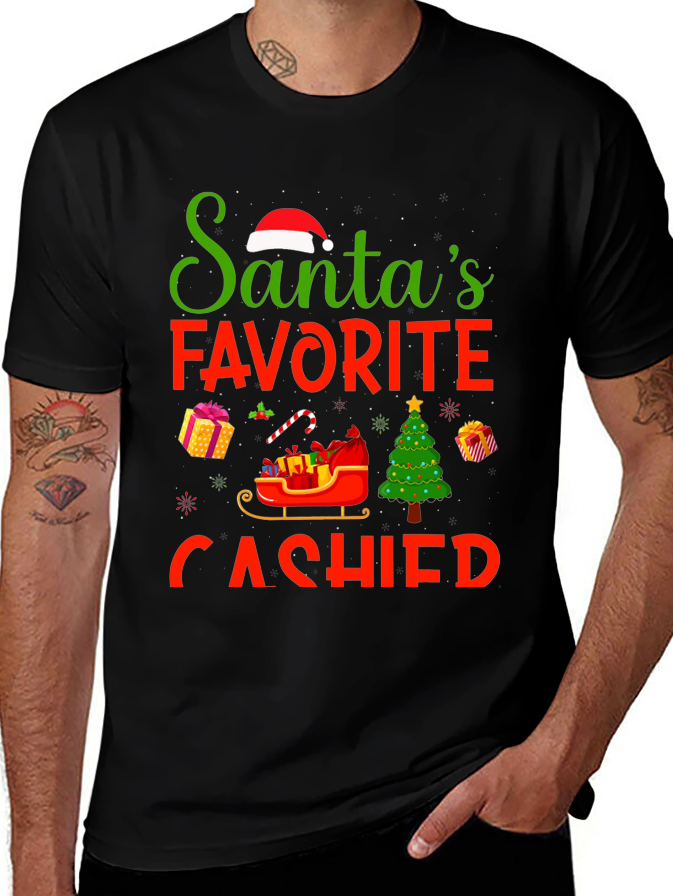 Santas Favorite Cashier Christmas T-Shirt