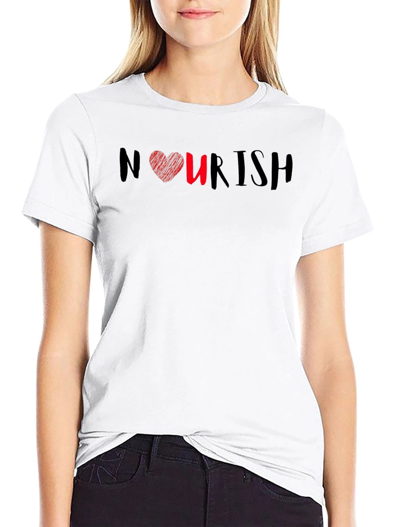 Nourish Heart Graphic Tee - Black
