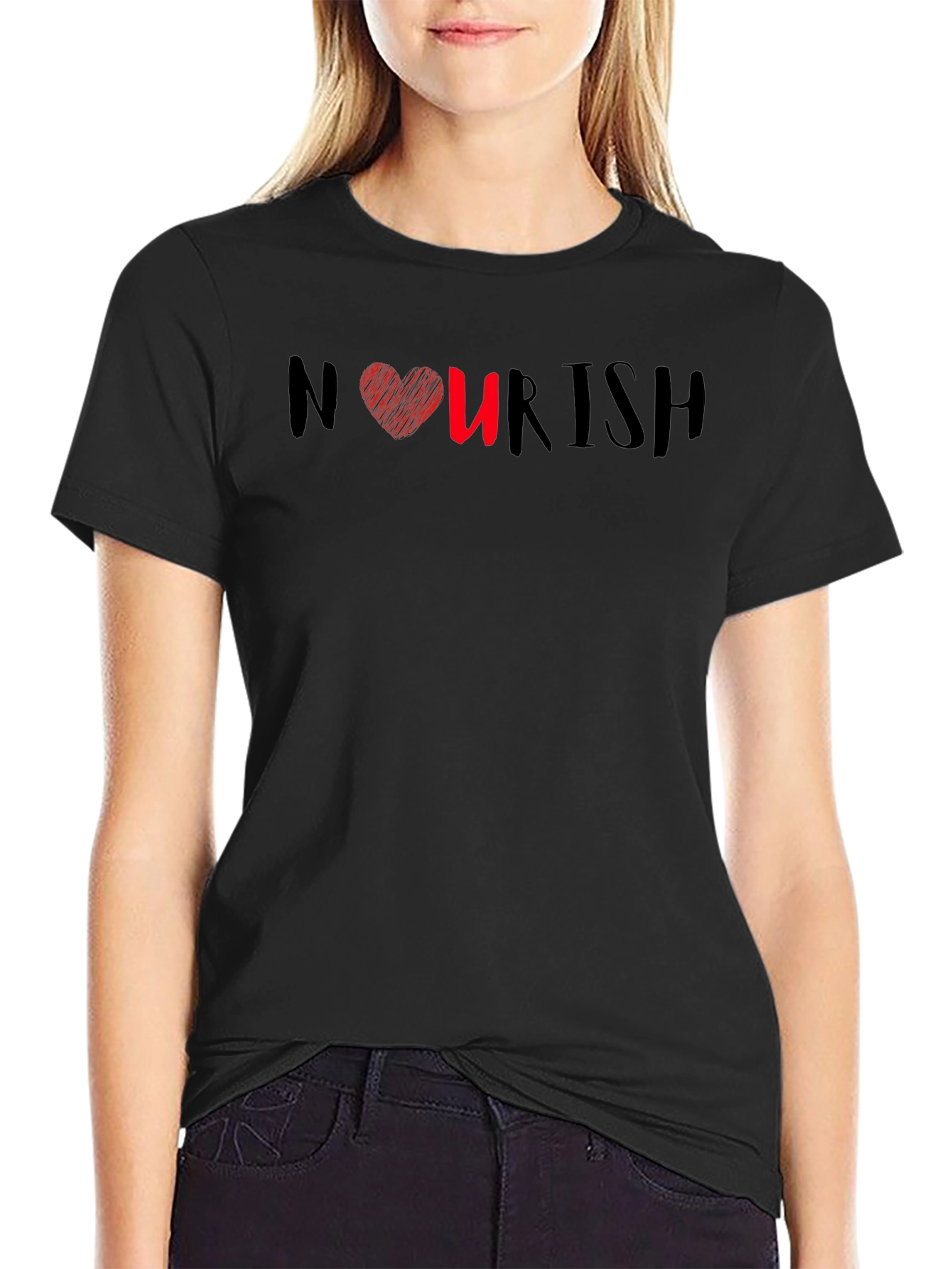 Nourish Heart Graphic Tee - Black