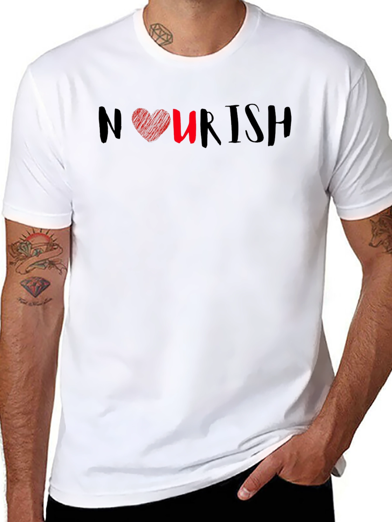 Nourish Heart Graphic Tee - Black