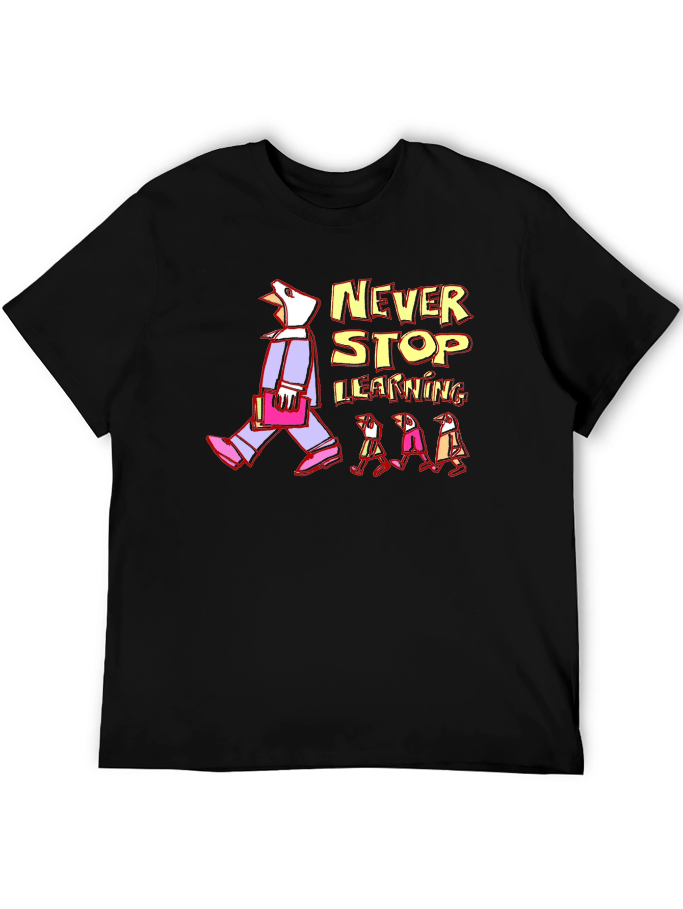 Never Stop Learning Graphic T-Shirt - Black