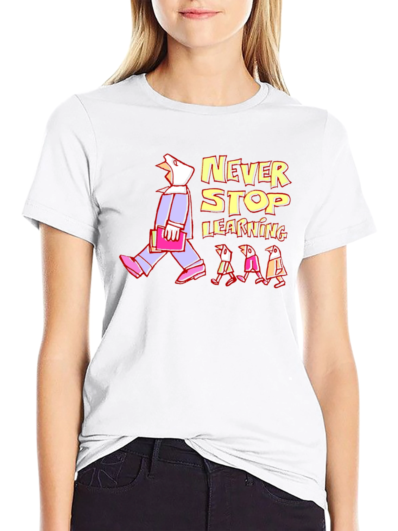 Never Stop Learning Graphic T-Shirt - Black