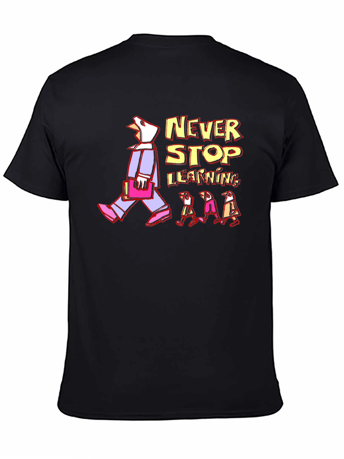 Never Stop Learning Graphic T-Shirt - Black