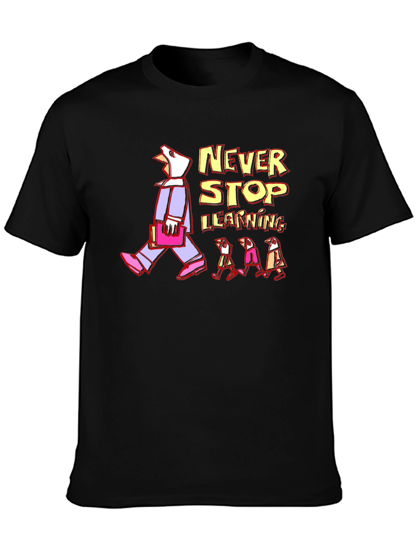 Never Stop Learning Graphic T-Shirt - Black