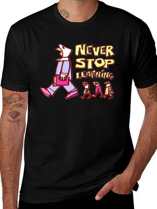 Never Stop Learning Graphic T-Shirt - Black