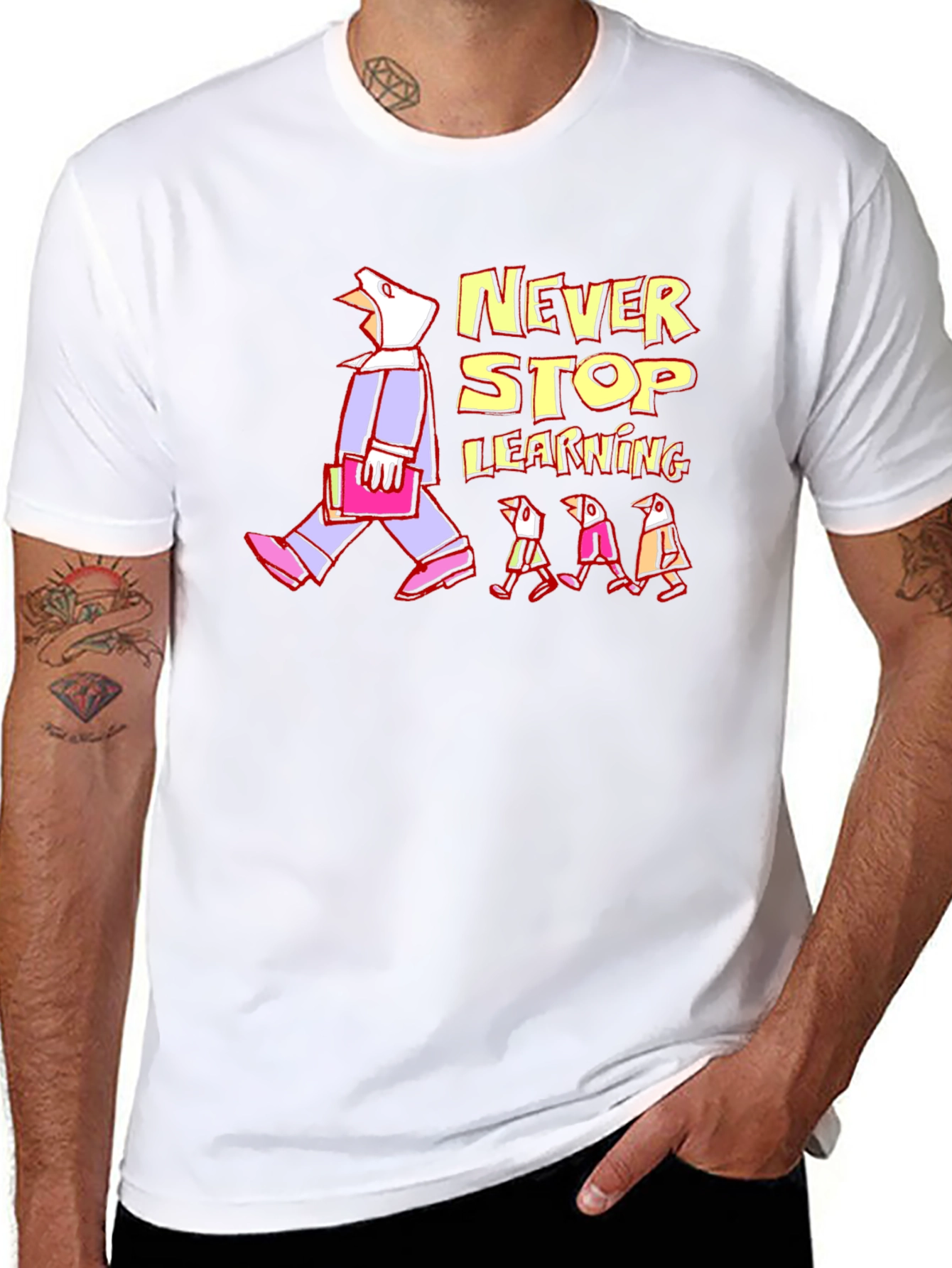 Never Stop Learning Graphic T-Shirt - Black
