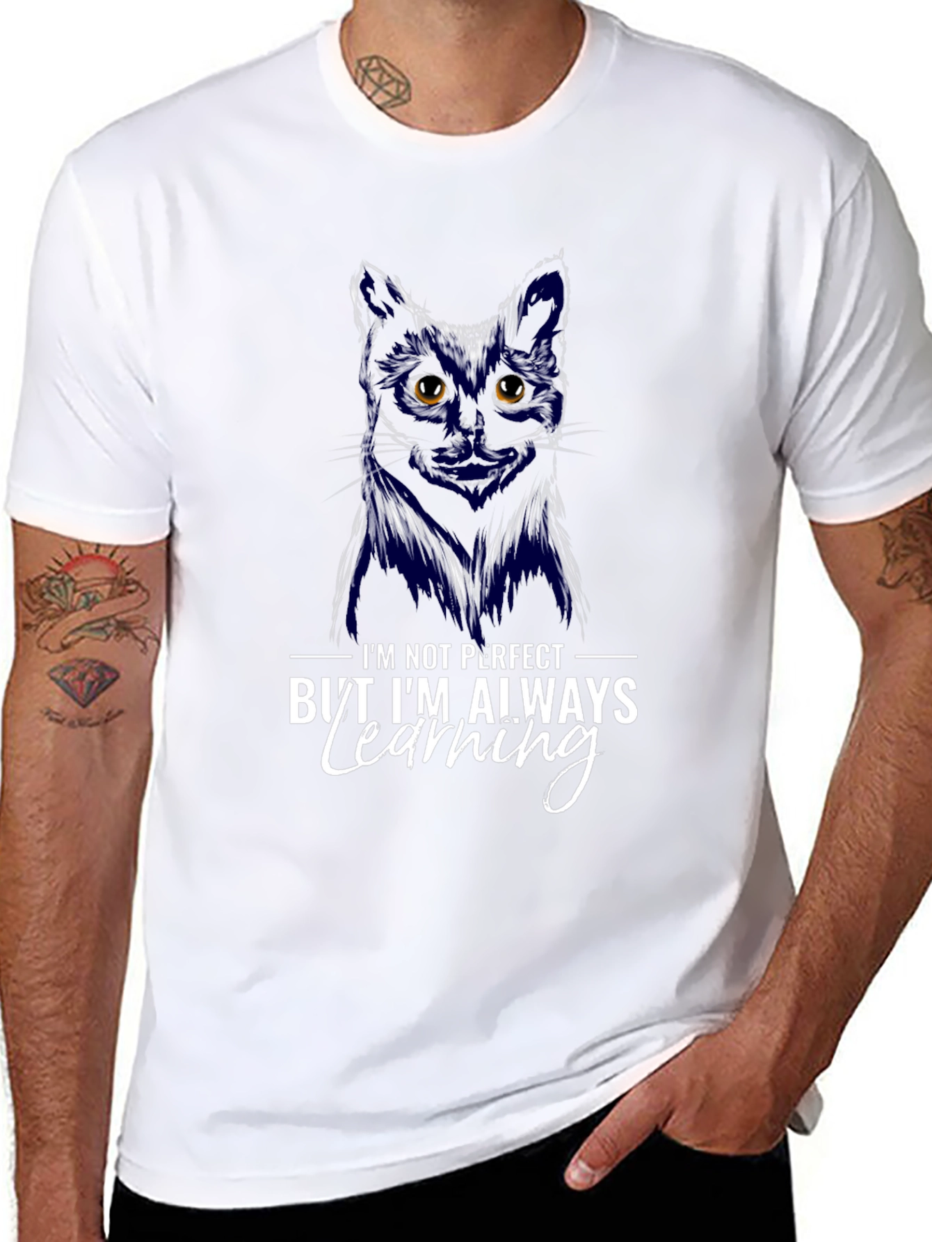 Black Cat T-Shirt - Always Learning Graphic Tee