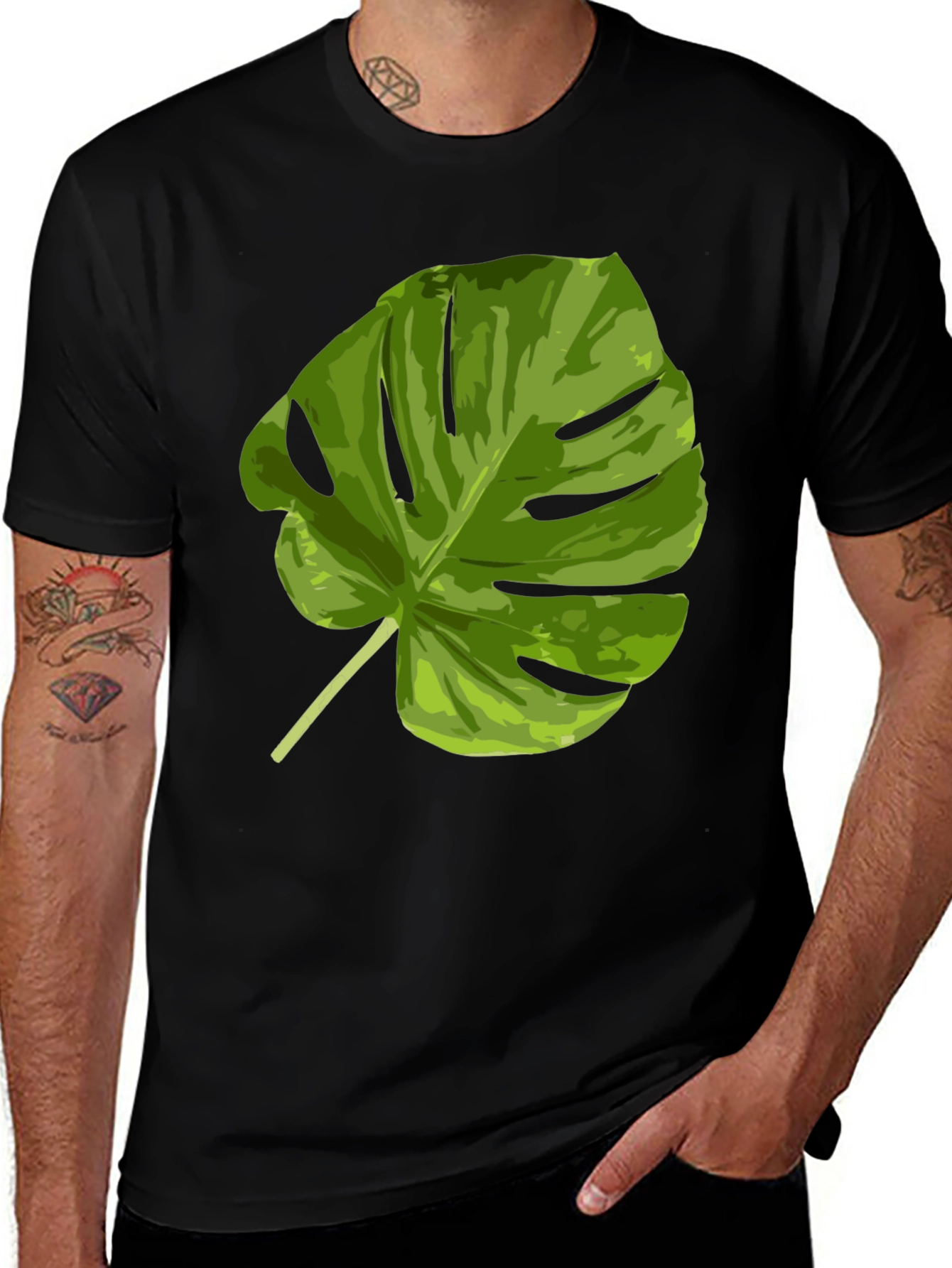 Tropical Monstera Leaf Graphic T-Shirt