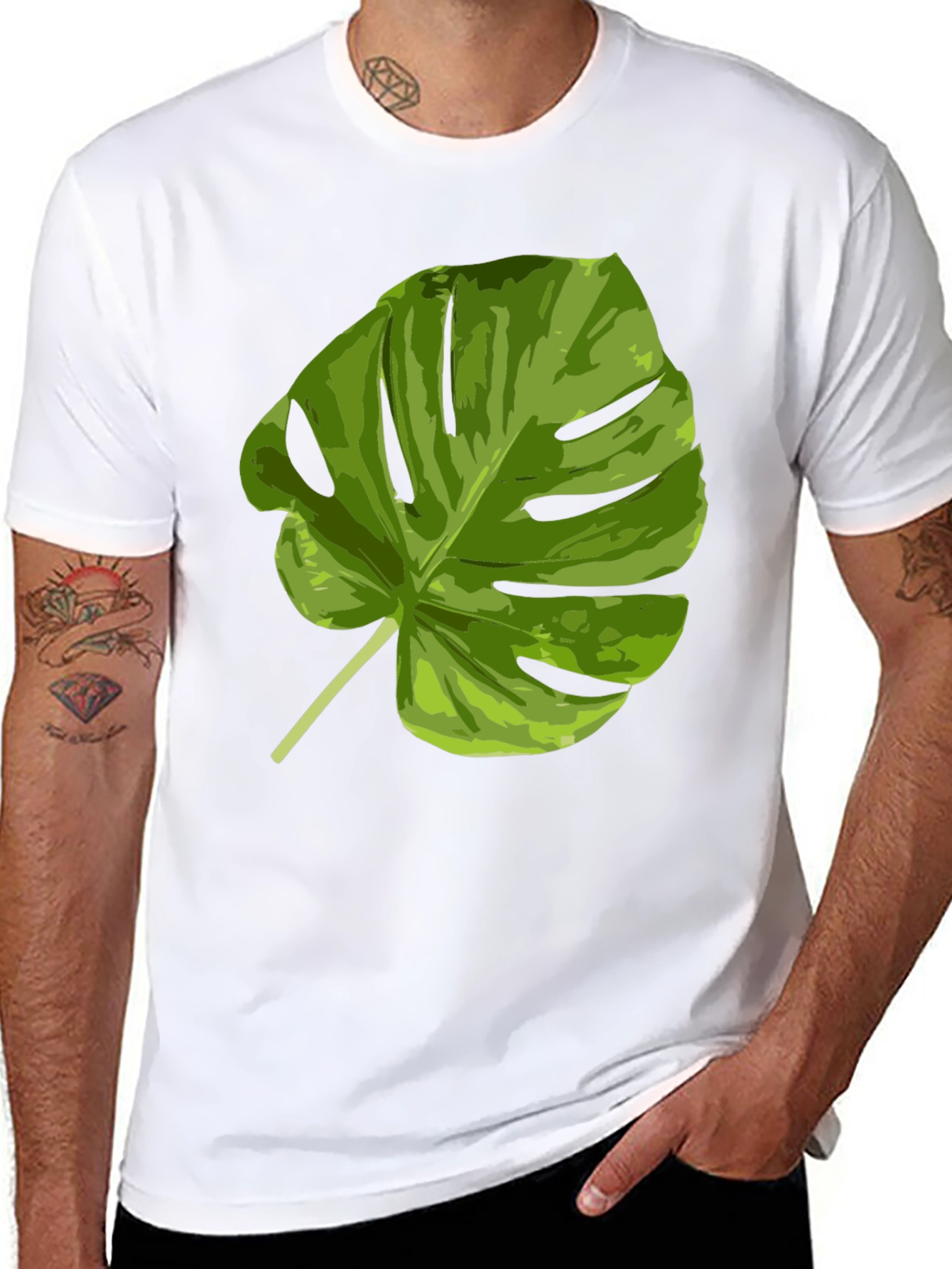 Tropical Monstera Leaf Graphic T-Shirt