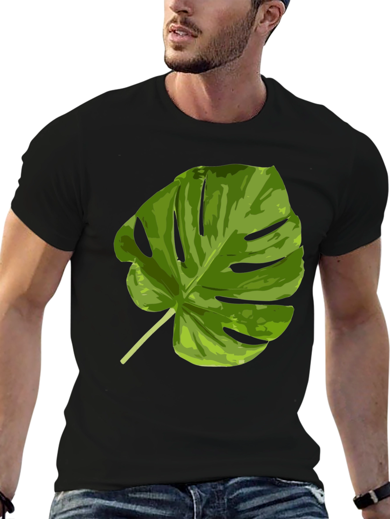 Tropical Monstera Leaf Graphic T-Shirt