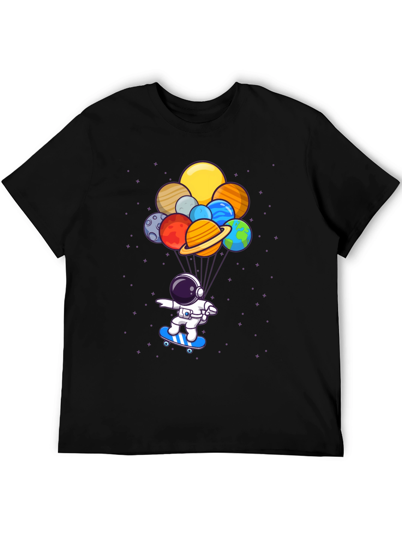 Astronaut Skateboard T-Shirt - Planets Balloon