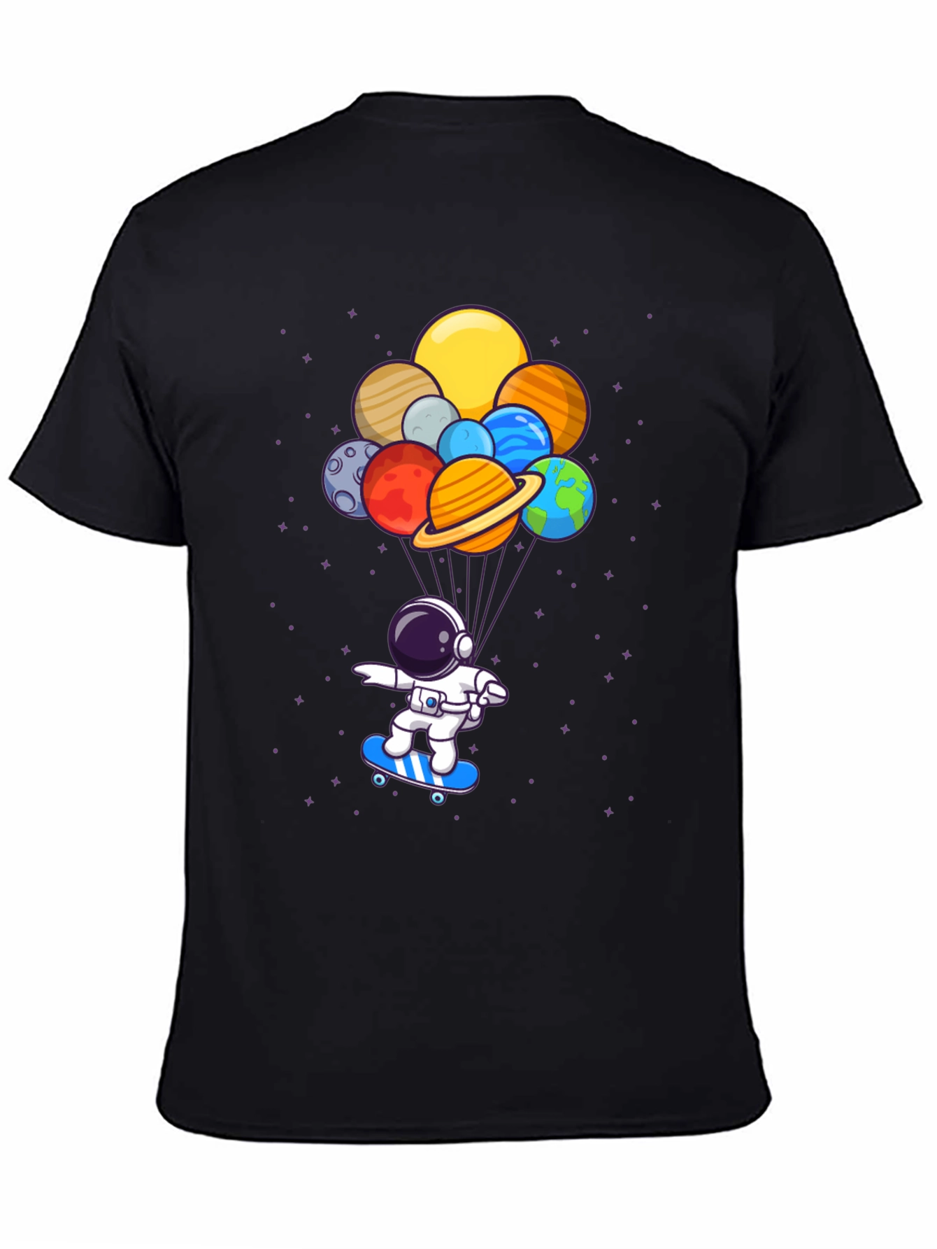Astronaut Skateboard T-Shirt - Planets Balloon