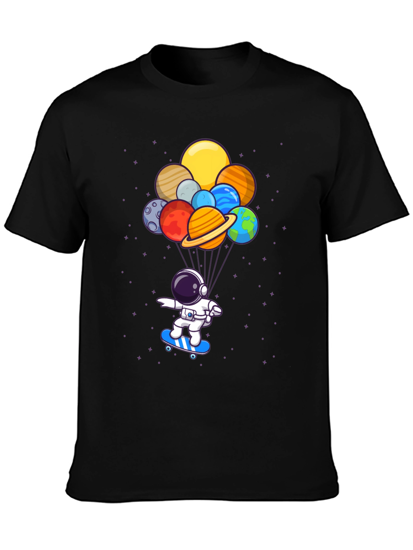Astronaut Skateboard T-Shirt - Planets Balloon
