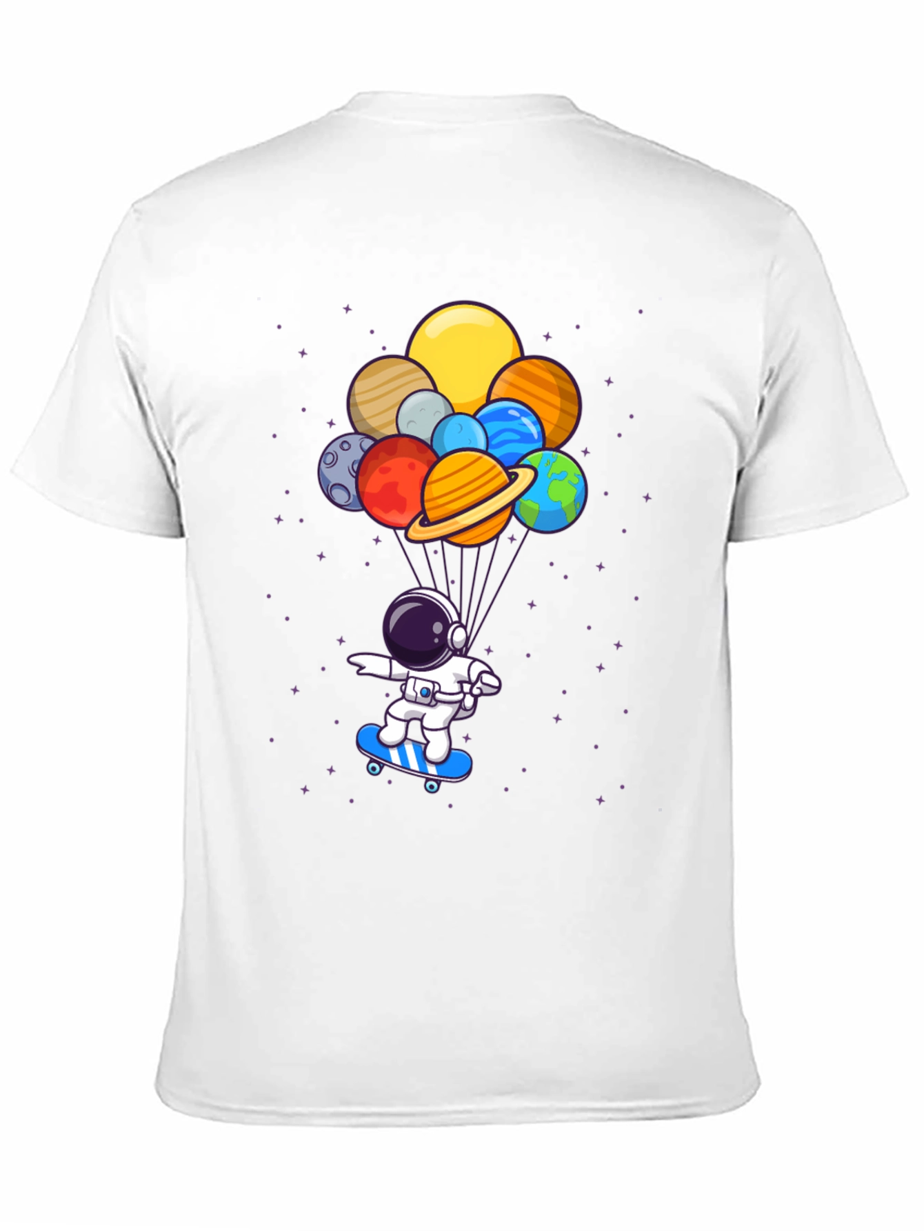 Astronaut Skateboard T-Shirt - Planets Balloon