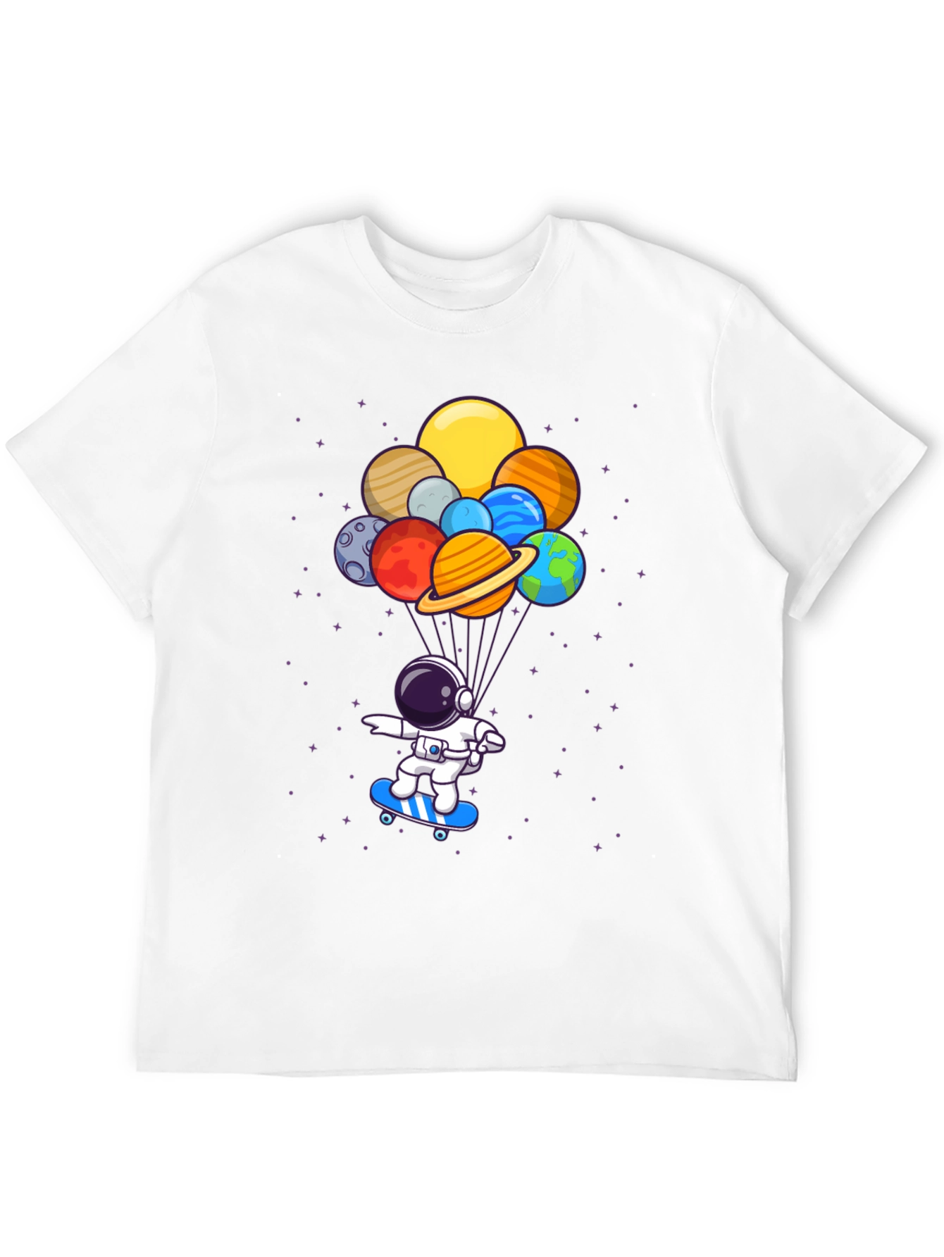 Astronaut Skateboard T-Shirt - Planets Balloon