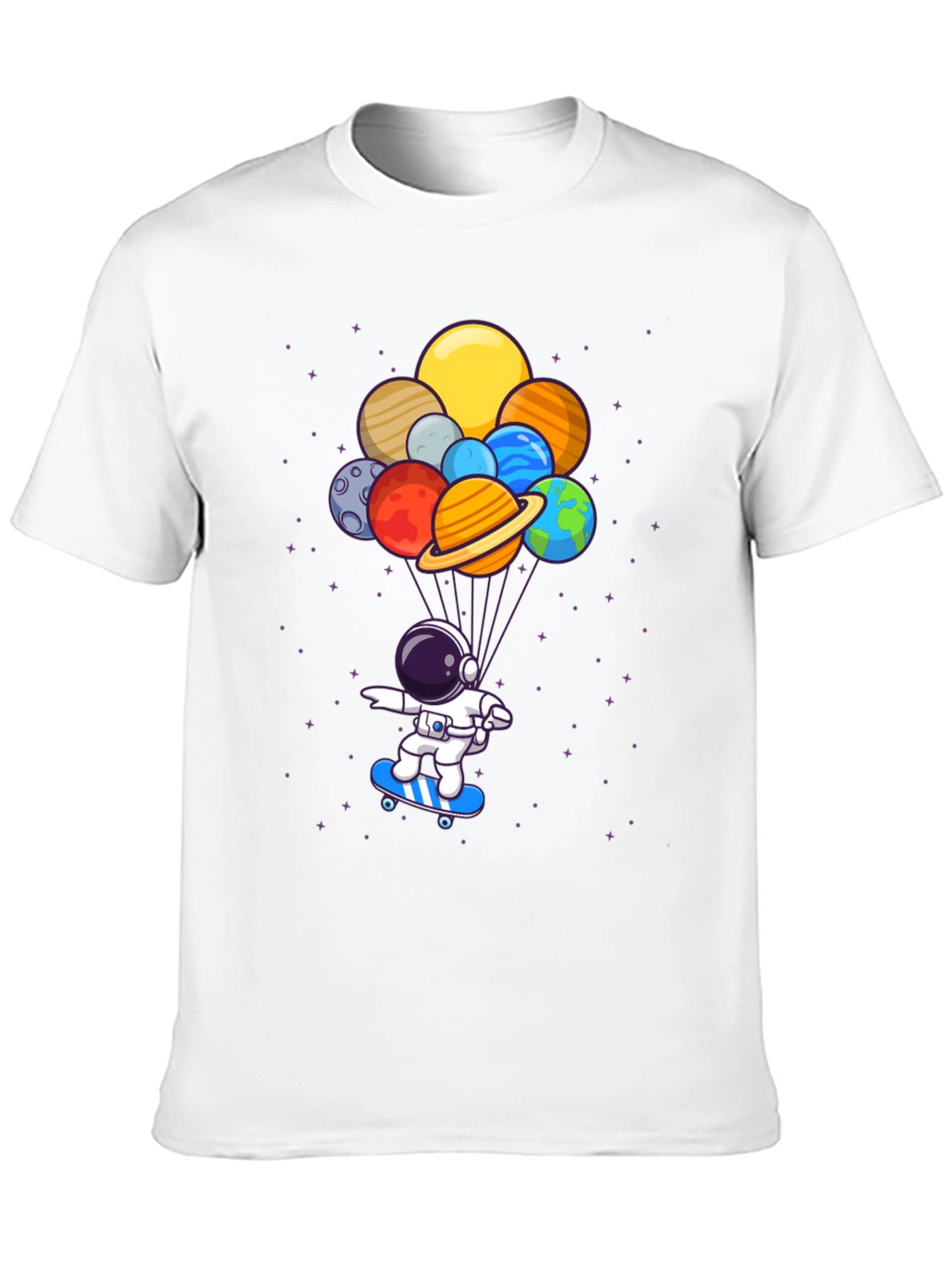 Astronaut Skateboard T-Shirt - Planets Balloon