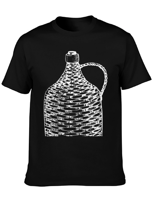 Unique Wine Bottle Graphic Tee - Black