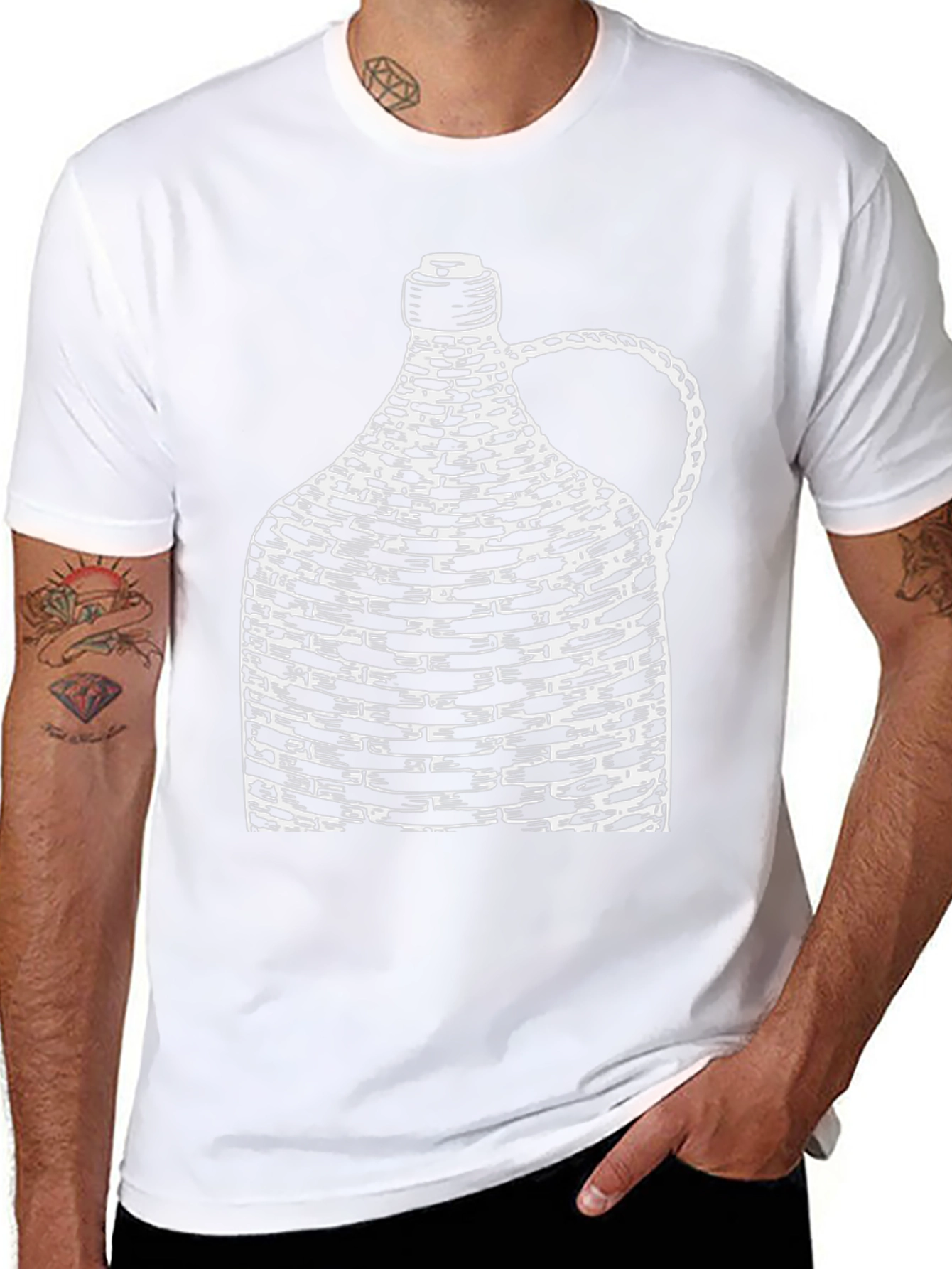 Unique Wine Bottle Graphic Tee - Black