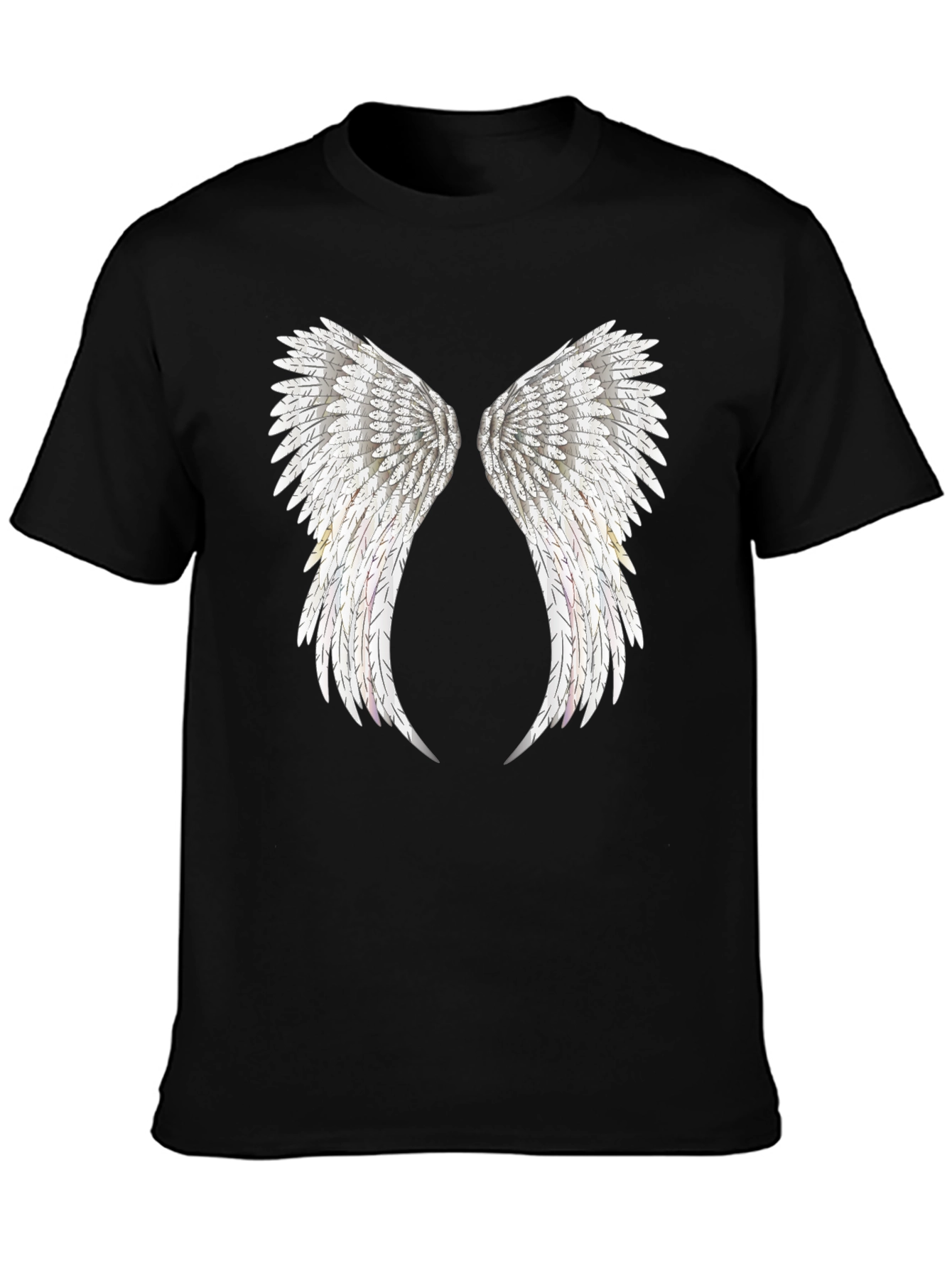 Angel Wing Print Black T-Shirt