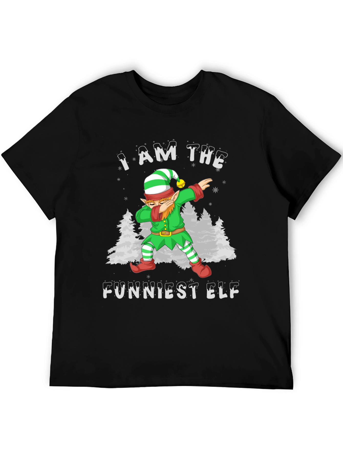 Funny Christmas Elf Dabbing Graphic T-Shirt