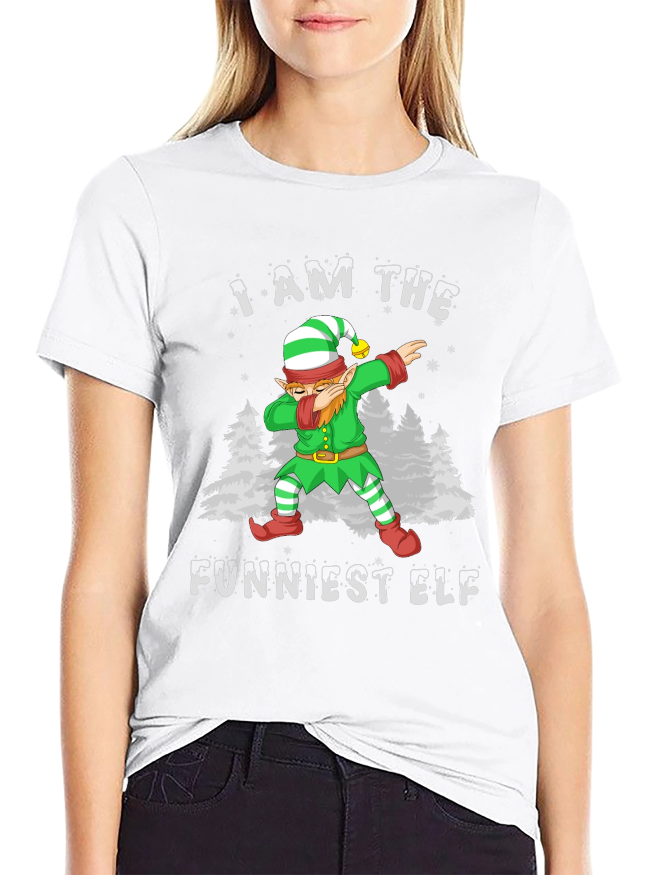 Funny Christmas Elf Dabbing Graphic T-Shirt