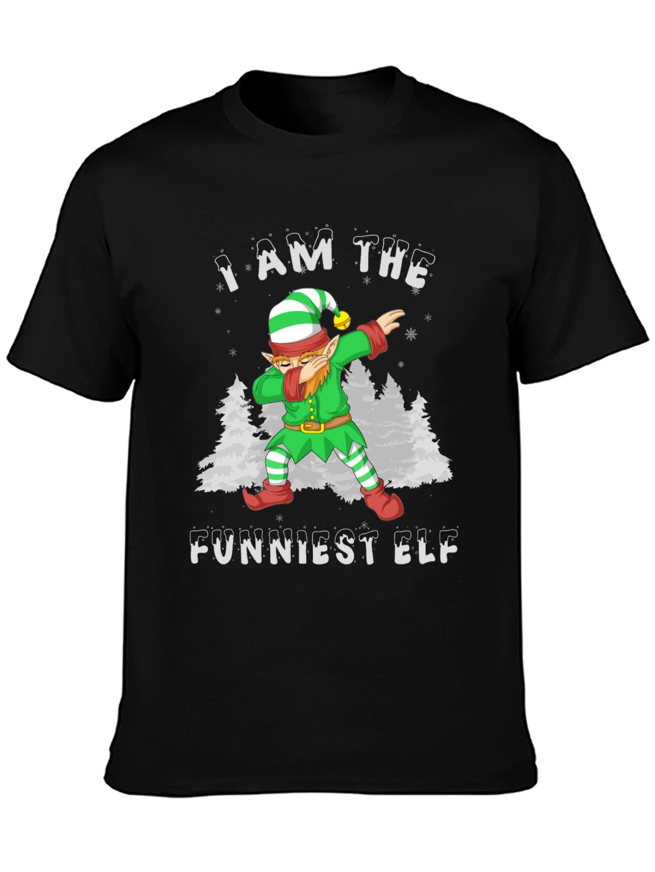 Funny Christmas Elf Dabbing Graphic T-Shirt