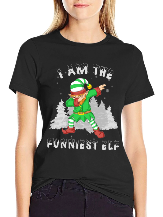Funny Christmas Elf Dabbing Graphic T-Shirt