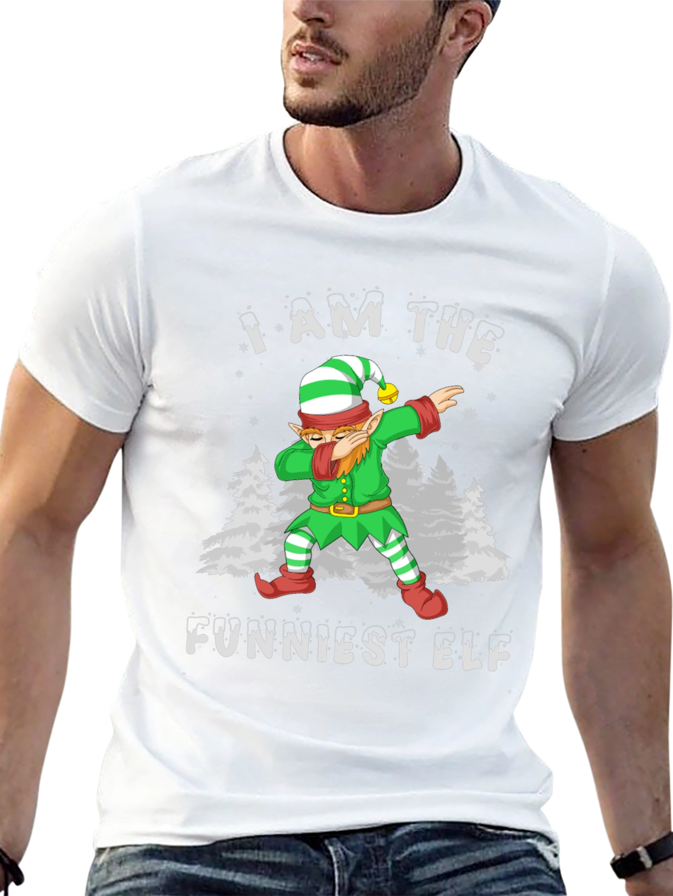 Funny Christmas Elf Dabbing Graphic T-Shirt