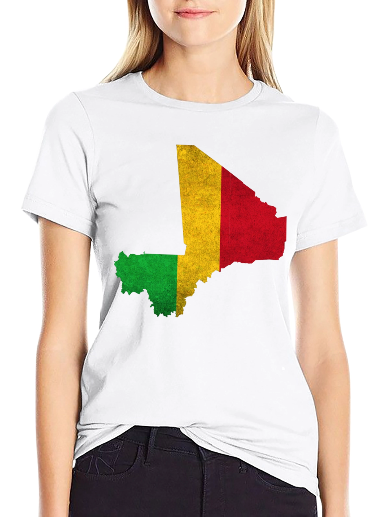 Mali Flag Map Graphic Black T-Shirt