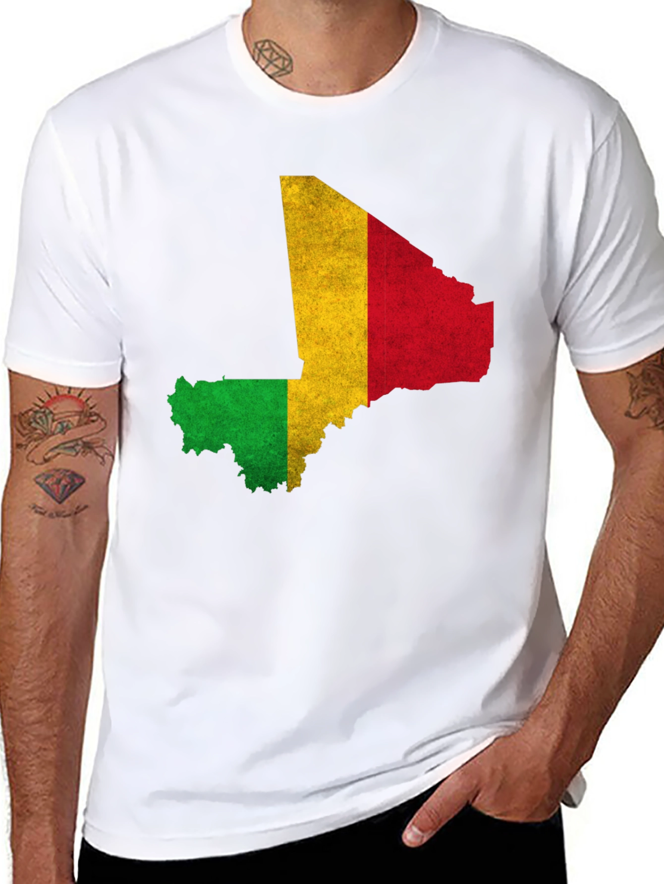 Mali Flag Map Graphic Black T-Shirt
