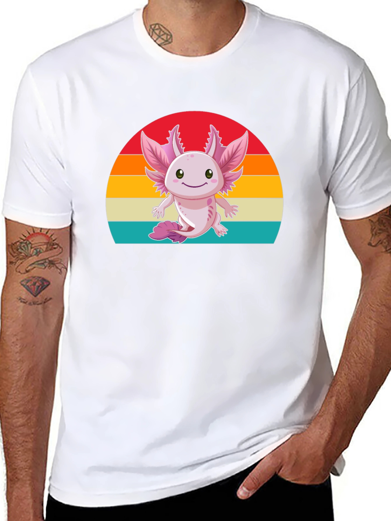 Cute Axolotl Retro Graphic T-Shirt