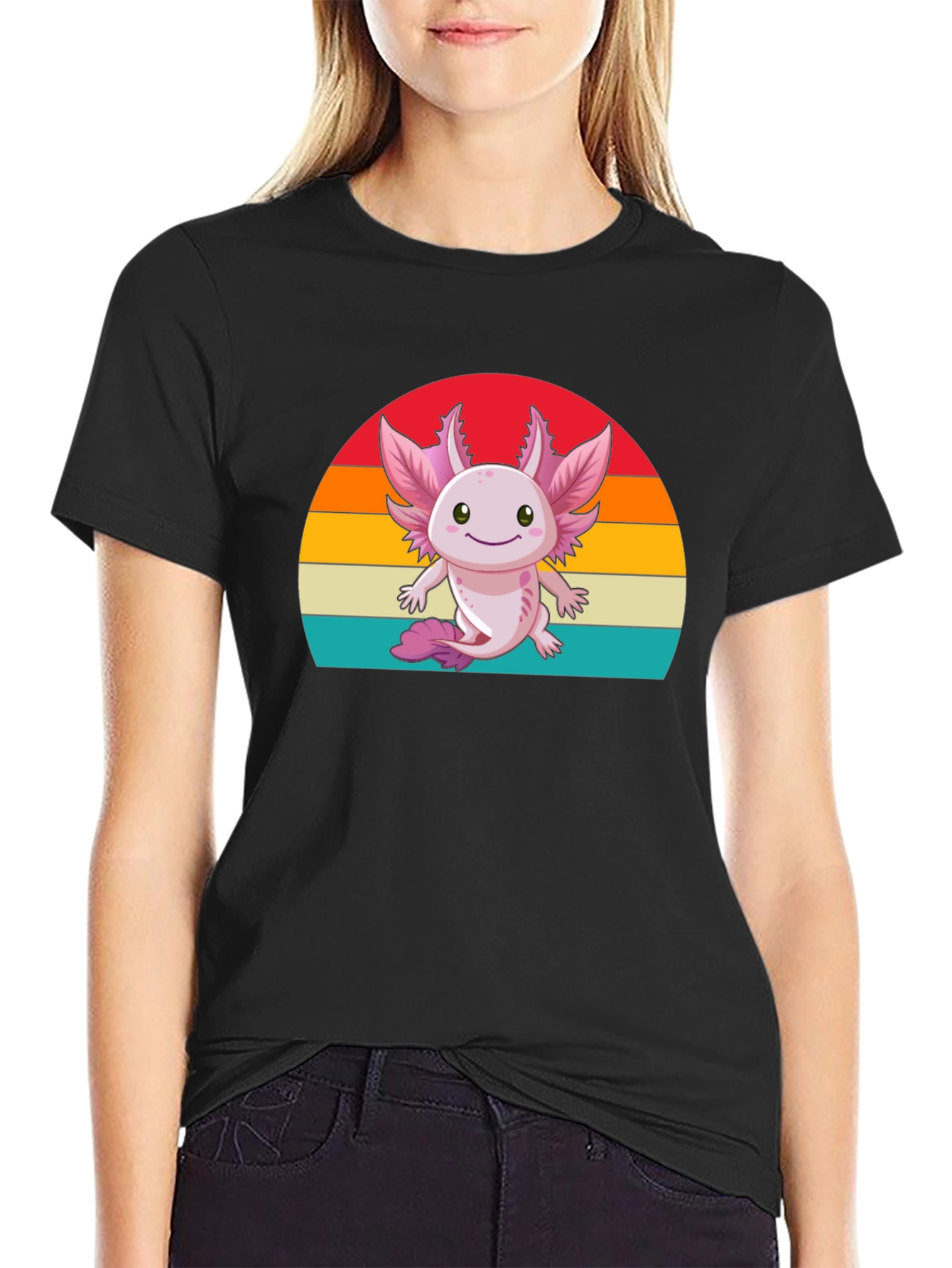 Cute Axolotl Retro Graphic T-Shirt