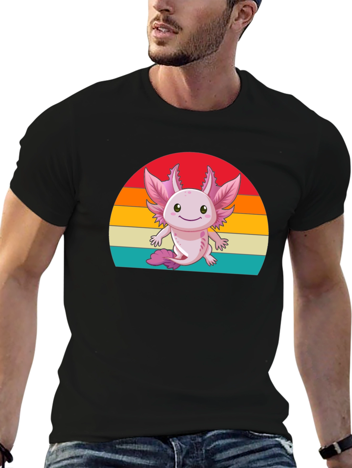 Cute Axolotl Retro Graphic T-Shirt