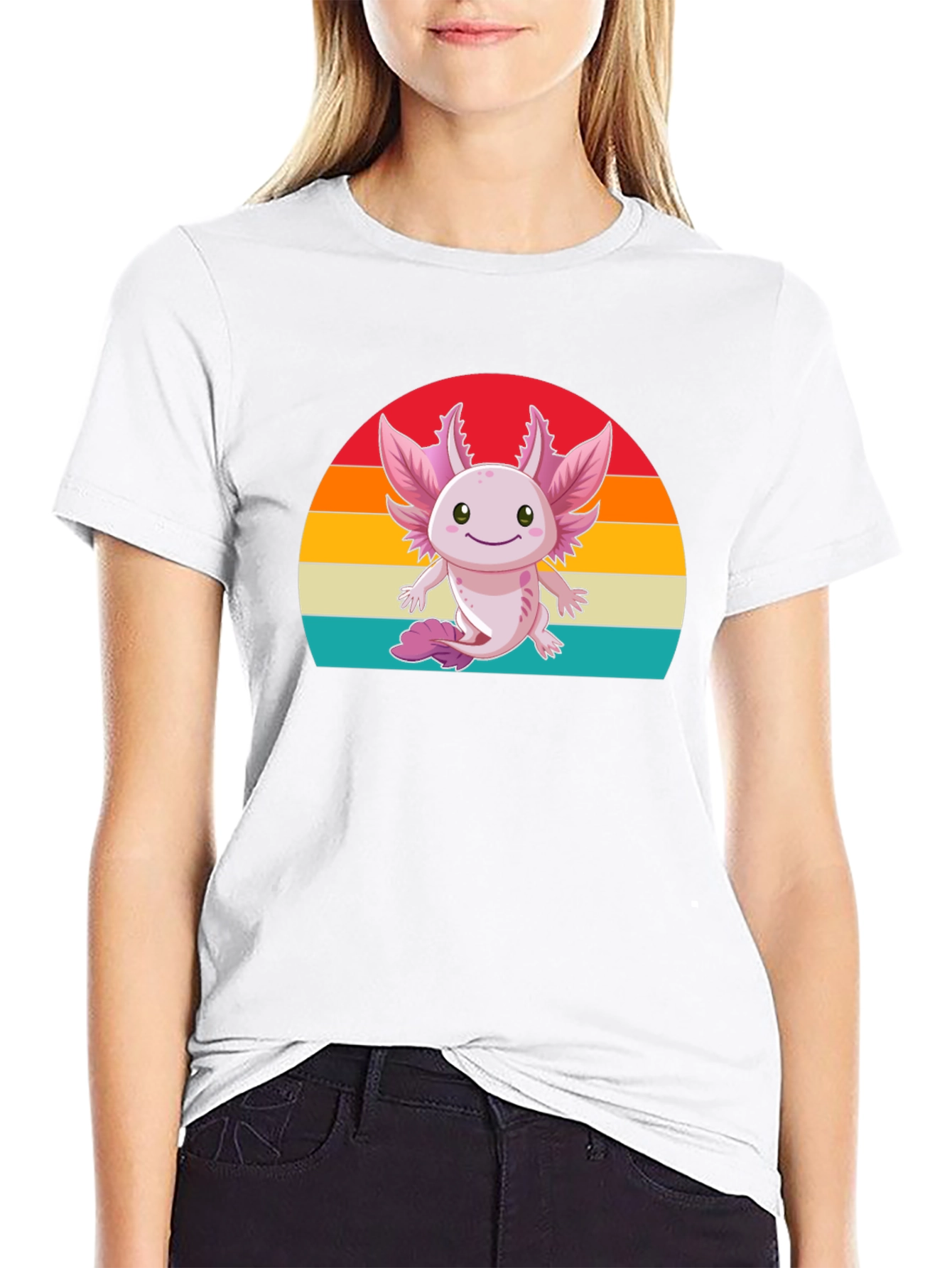 Cute Axolotl Retro Graphic T-Shirt