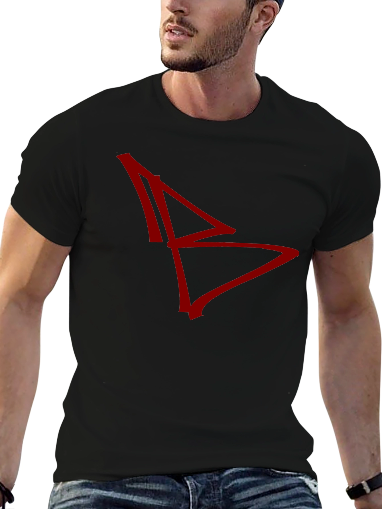 Abstract Graphic Tee - Red Design on Black