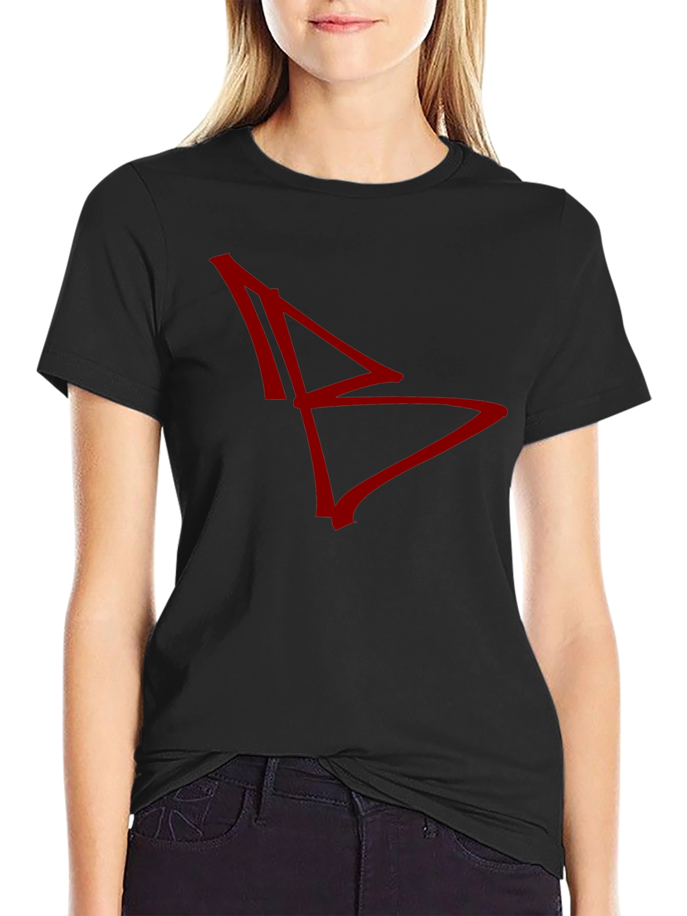 Abstract Graphic Tee - Red Design on Black