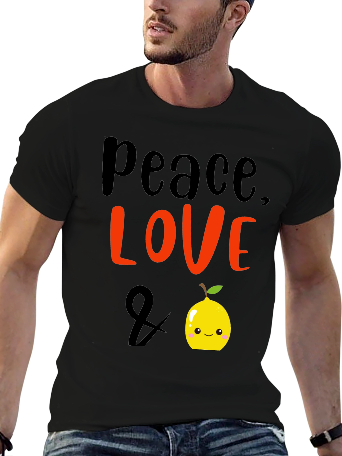 Peace Love & Lemon Graphic Tee - Black