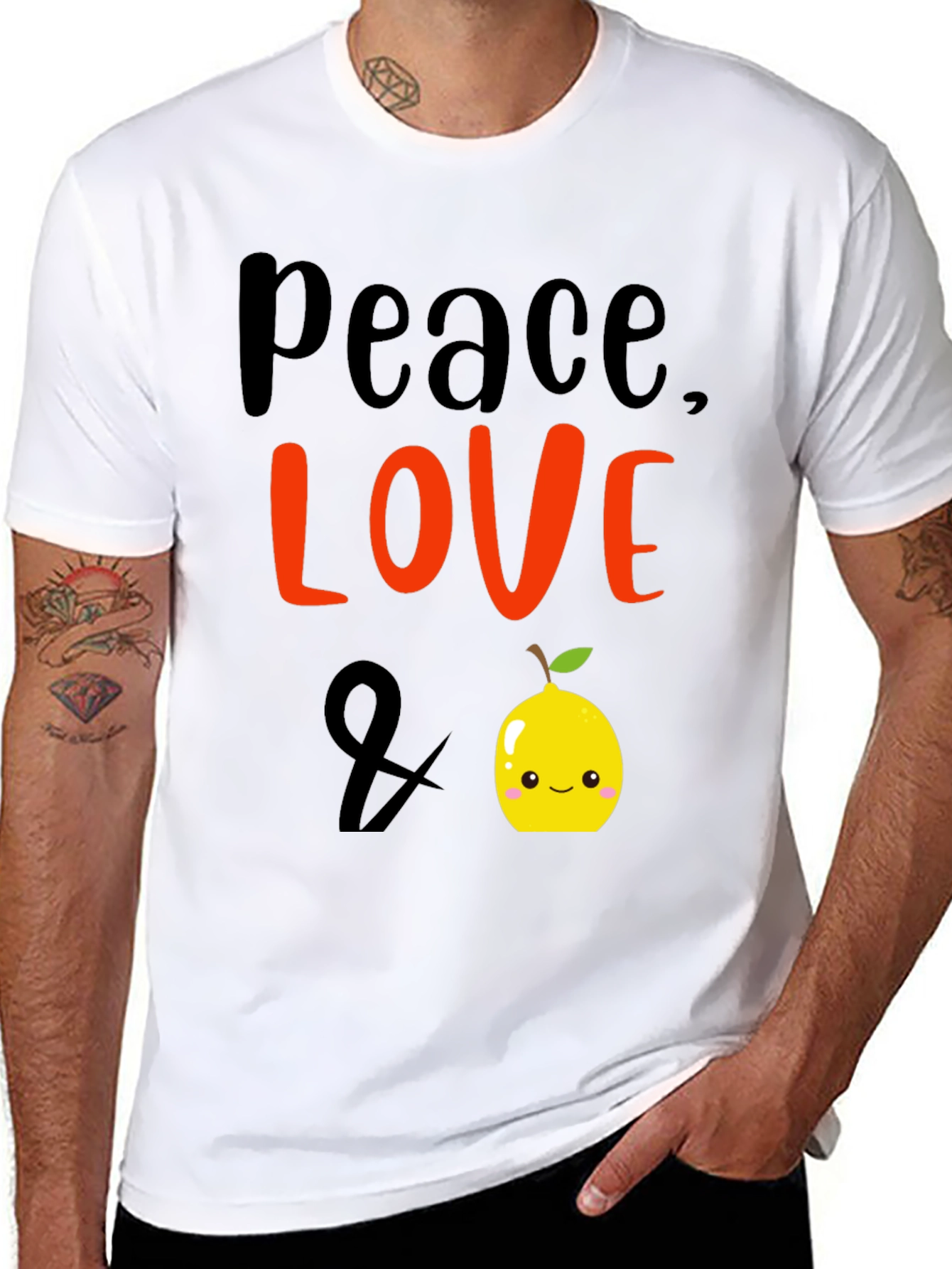 Peace Love & Lemon Graphic Tee - Black