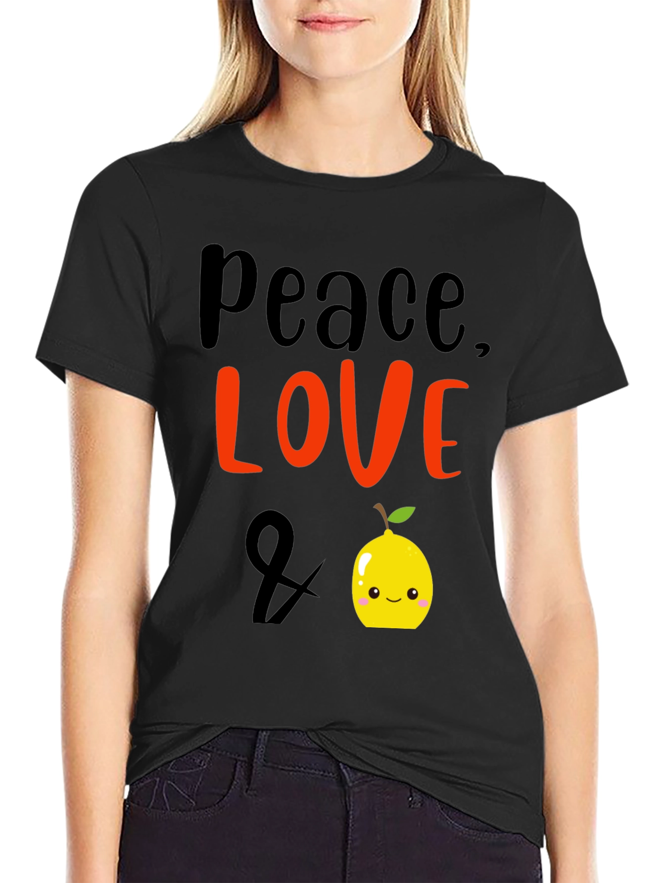 Peace Love & Lemon Graphic Tee - Black