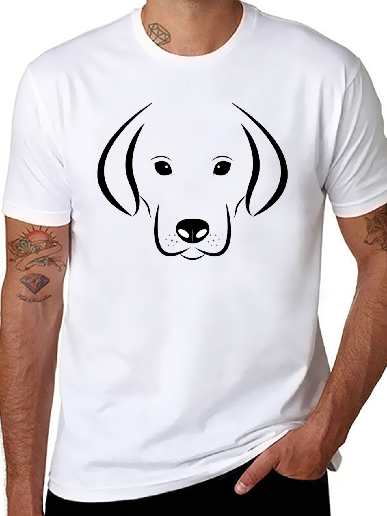 Dog Face Graphic Tee - Black