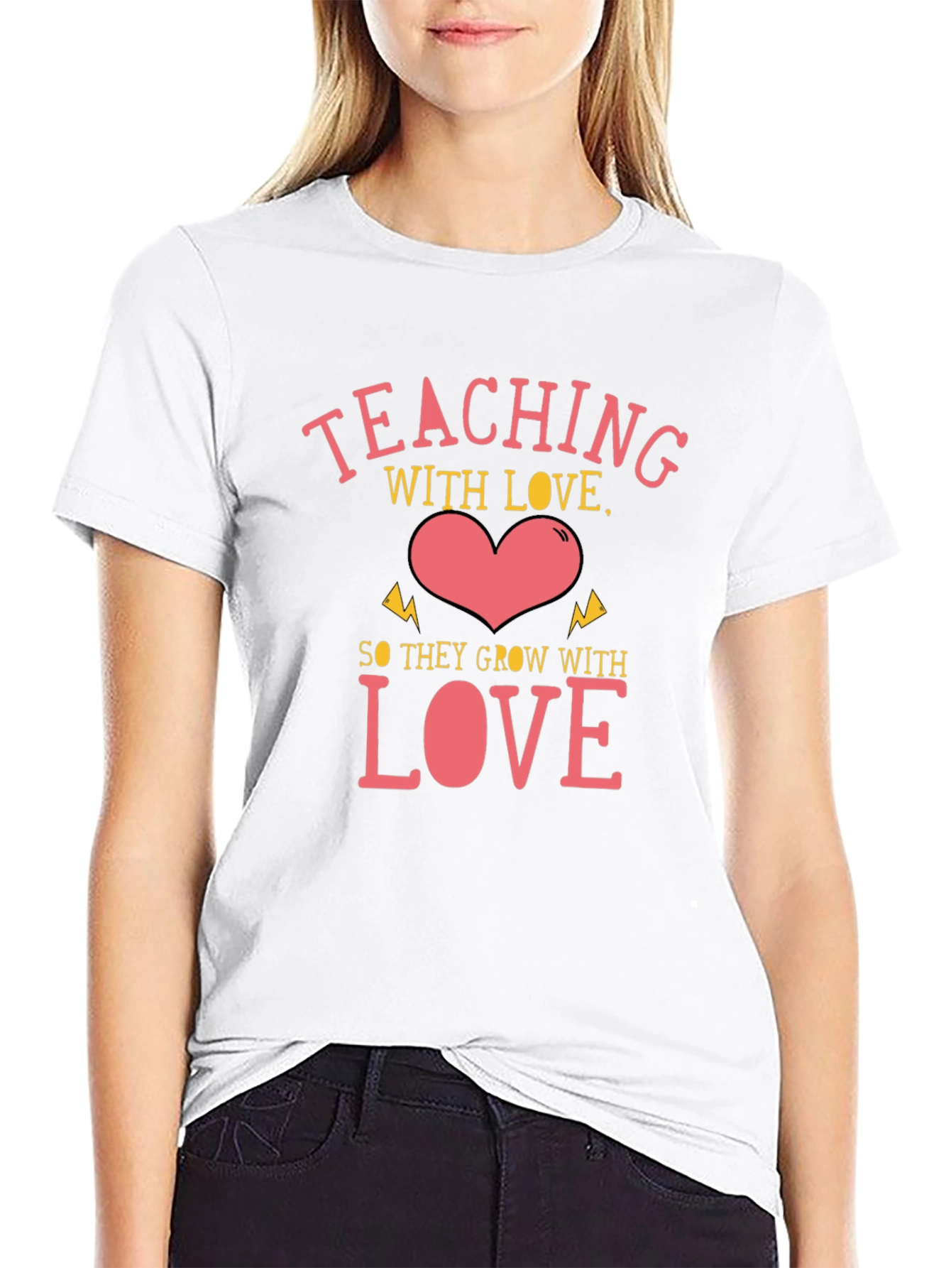 Teaching with Love Black Graphic T-Shirt