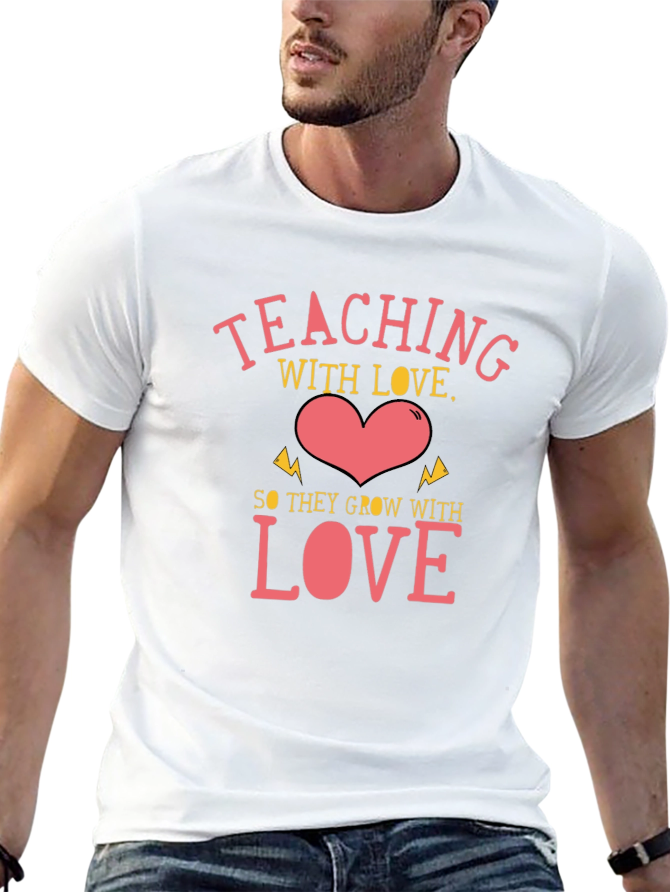 Teaching with Love Black Graphic T-Shirt