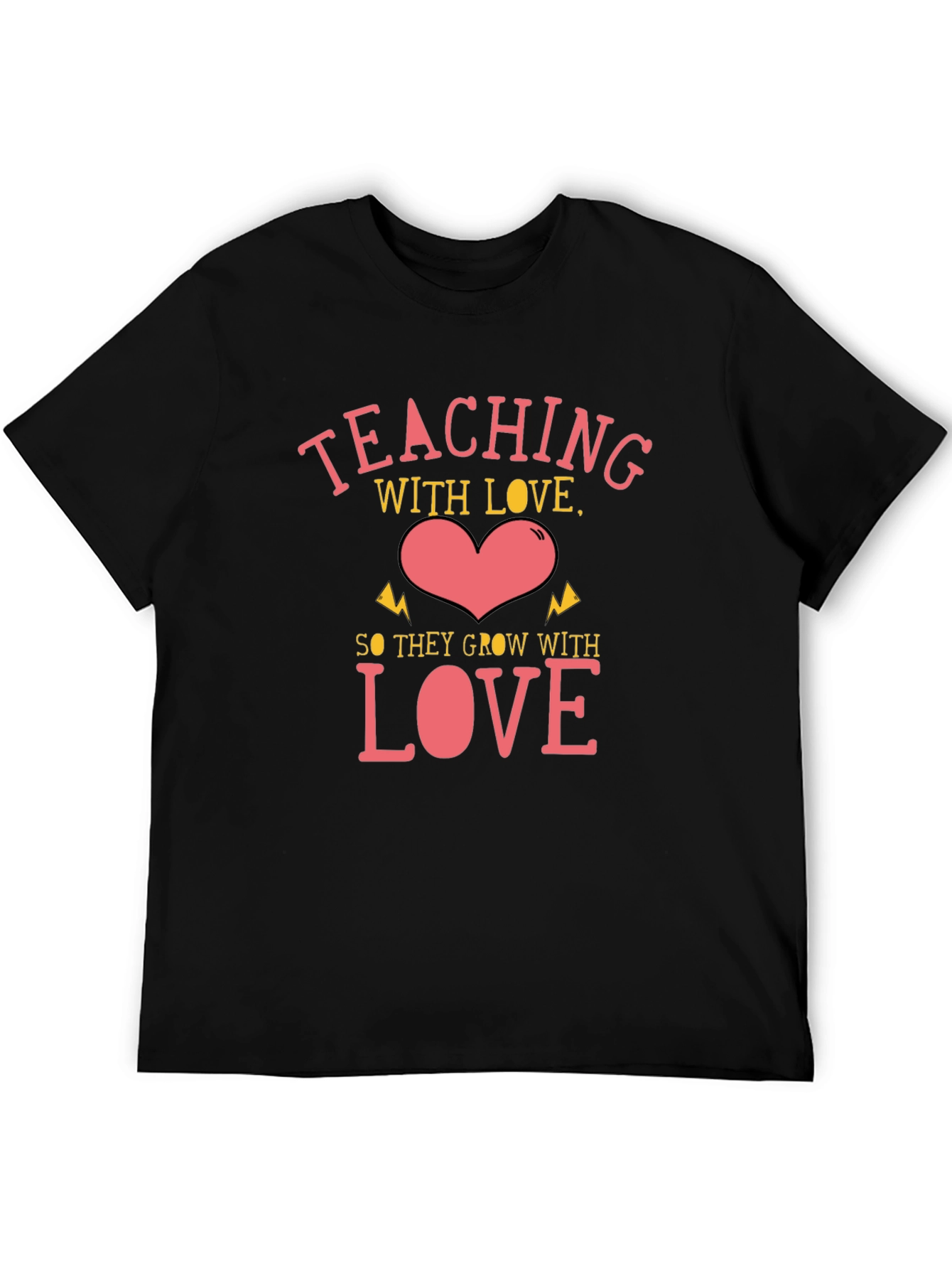 Teaching with Love Black Graphic T-Shirt